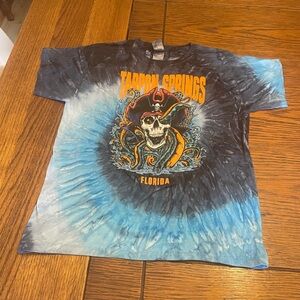 Tie-Dye Pirate Skull Kids Tee - Blue & Black